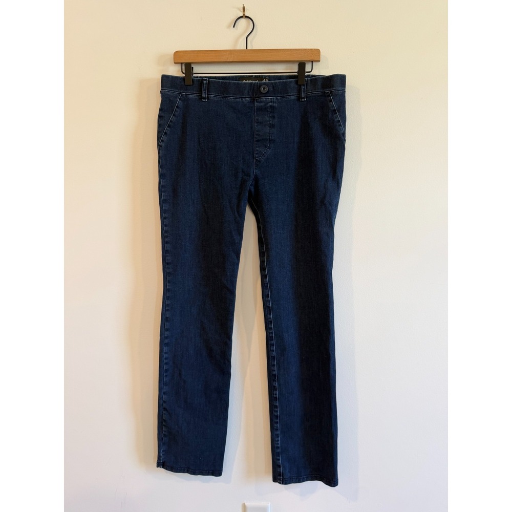 Betabrand Straight Leg Pull On Jeans Denim Pants Womens XL Tall Dark Wash